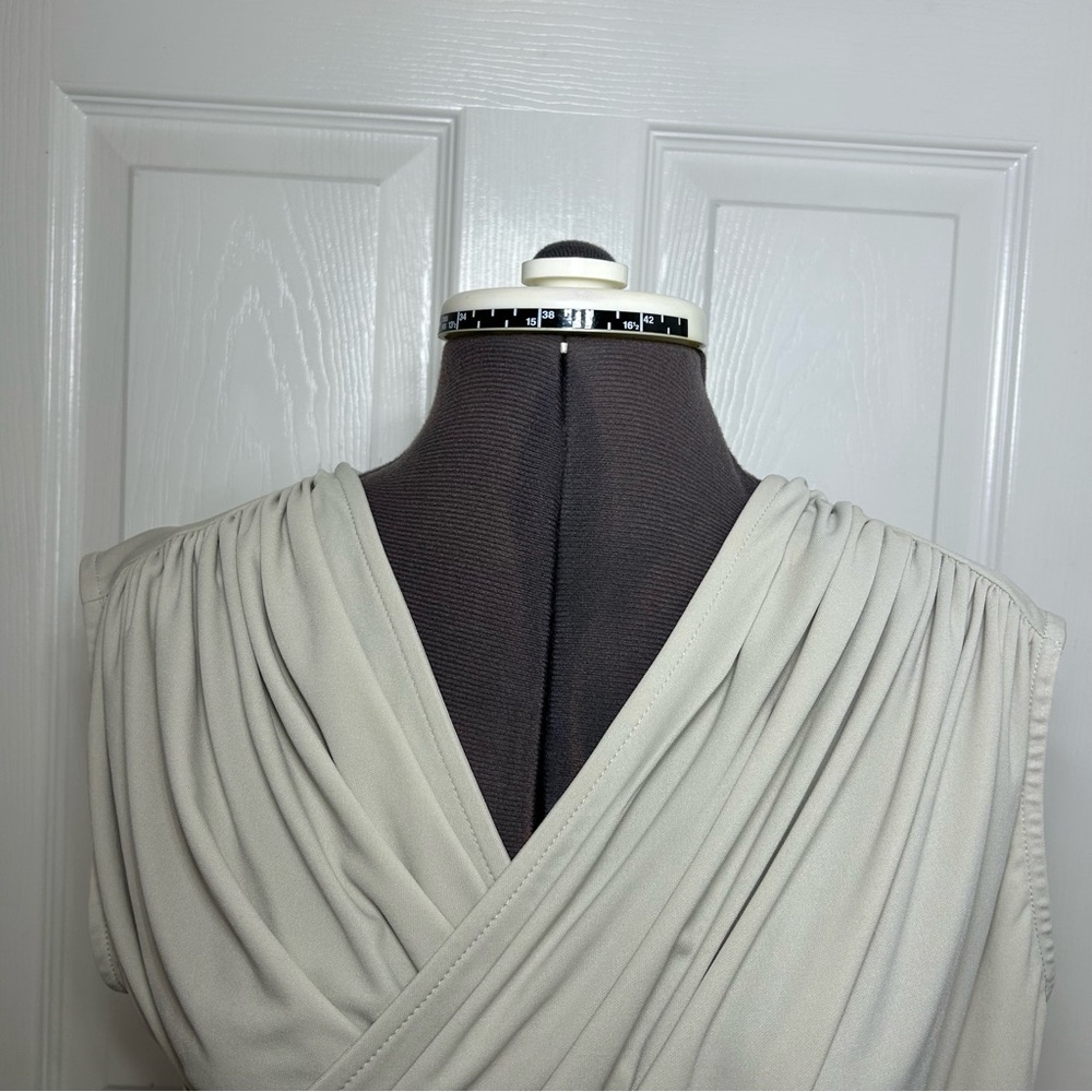 Zara Stretch Ivory Sleeveless Drape Casual Stylish Top L - Picture 4 of 16
